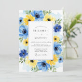 Yellow Cobalt Ebullient Spring Wedding Kaart (Staand voorkant)