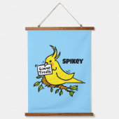 Yellow Cockatiel Parrot Gimme Treats Hangend Wandkleed (Voorkant)