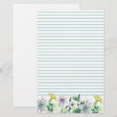 Yellow Columbine Waterverf Wildflowers Lined Briefpapier (Voorkant / Achterkant)