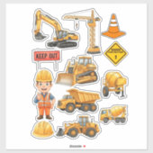 Yellow Construction Truck Builder Vinyl Sticker (Feuille)