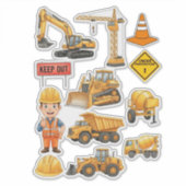 Yellow Construction Truck Builder Vinyl Sticker (Voorkant)