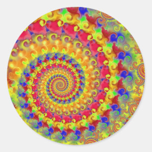 Yellow Crazy Fractal Ronde Sticker