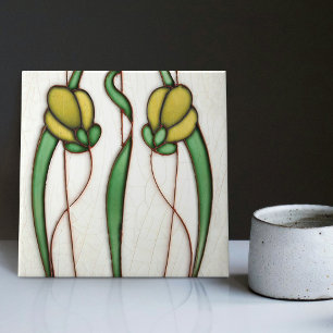 Yellow Crocus Wall Decor Art Nouveau Art Deco Tegeltje