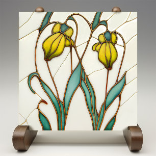 Yellow Crocus Wall Decor Art Nouveau Art Deco Tegeltje
