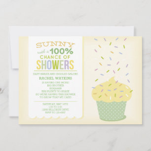 Yellow Cupcake Baby Sprinkle Invitation Kaart