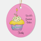Yellow Cupcake-kerstversiering Keramisch Ornament (Links)