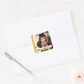 Yellow Curved Lijst Photo Afstuderen Vierkante Sticker (Envelop)