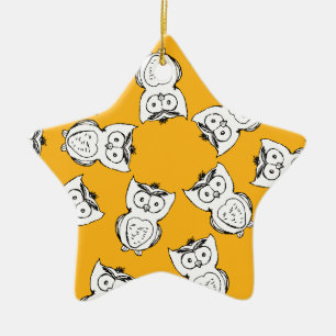 Yellow Cute Animal Pattern Cartoon Owl Pattern Keramisch Ornament