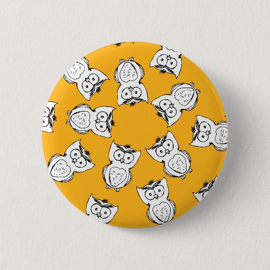 Yellow Cute Animal Pattern Cartoon Owl Pattern Ronde Button 5,7 Cm (Voorkant)