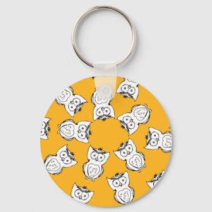 Yellow Cute Animal Pattern Cartoon Owl Pattern Sleutelhanger