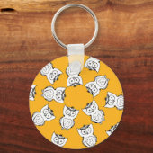 Yellow Cute Animal Pattern Cartoon Owl Pattern Sleutelhanger (Voorkant)