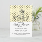 Yellow Cute Kitten Baby shower Invitation Kaart (Staand voorkant)