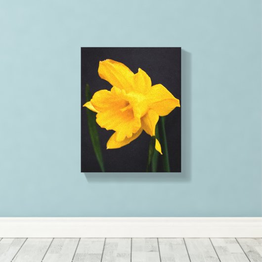 Yellow Daffodil Canvas Afdruk (Insitu (Houten vloer))