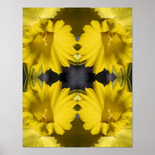 Yellow Daffodil Centre Abstract Poster