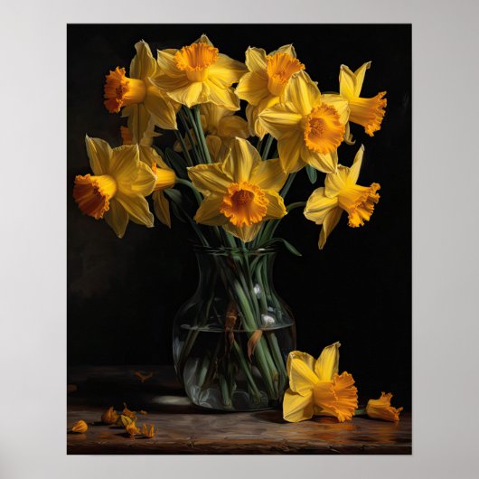Yellow Daffodil Flowers Art Print Poster (Voorkant)