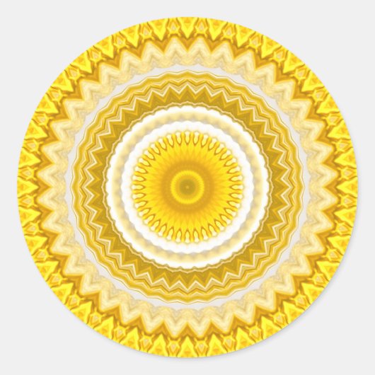 Yellow Daffodil Mandala Pattern Ronde Sticker (Voorkant)