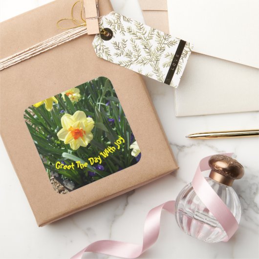 Yellow Daffodil Vierkante Sticker (Geschenken)