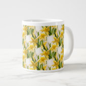 Yellow Daffodil Wallpaper Pattern Extra Grote Beker (Voorkant rechts)