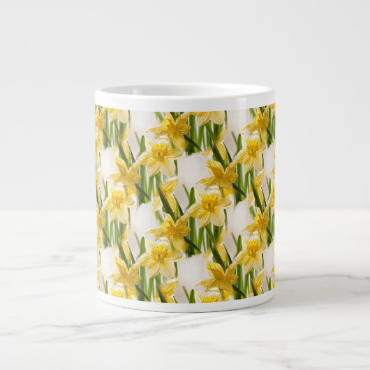Yellow Daffodil Wallpaper Pattern Extra Grote Beker (Voorkant)