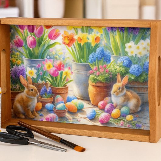 Yellow Daffodils and Garden Rabbits  Tissuepapier
