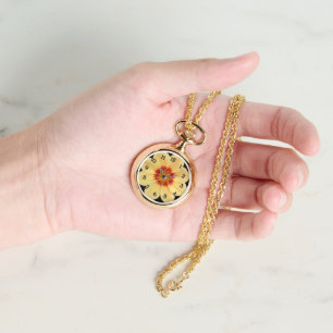 Yellow Dahlia Bloom Floral Horloge