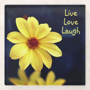 Yellow Dahlia Elegant Flower Inspirerend Quote Glazen Onderzetter