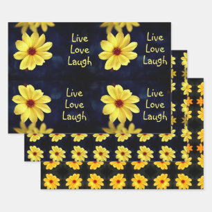Yellow Dahlia Elegant Flower Inspirerend Quote Inpakpapier Vel