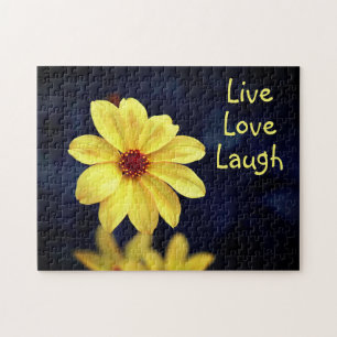 Yellow Dahlia Elegant Flower Inspirerend Quote Legpuzzel