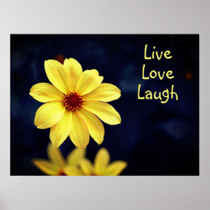 Yellow Dahlia Elegant Flower Inspirerend Quote Poster