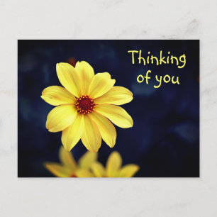 Yellow Dahlia Elegant Flower Thinking of You Feestdagenkaart
