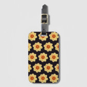 Yellow Dahlia Floral Pattern op Black Bagagelabel (Voorkant (verticaal))