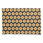 Yellow Dahlia Floral Pattern op Black Kussensloop (Voorkant-Links)
