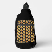 Yellow Dahlia Floral Pattern op Black Sling Bag (Voorkant)