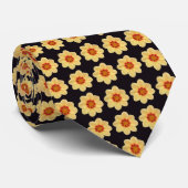Yellow Dahlia Floral Pattern op Black Stropdas (Opgerold)