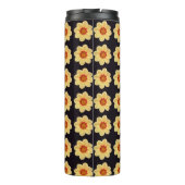 Yellow Dahlia Floral Pattern op Black Thermosbeker (Achterkant)