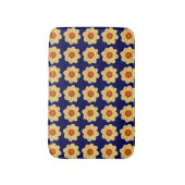 Yellow Dahlia Floral Pattern op Blue Badmat (Voorkant Verticaal)