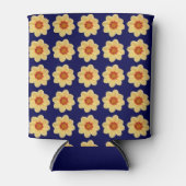 Yellow Dahlia Floral Pattern op Blue Blikjeskoeler (Voorkant)