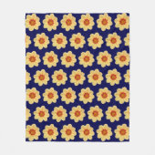 Yellow Dahlia Floral Pattern op Blue Fleece Deken (Voorkant)