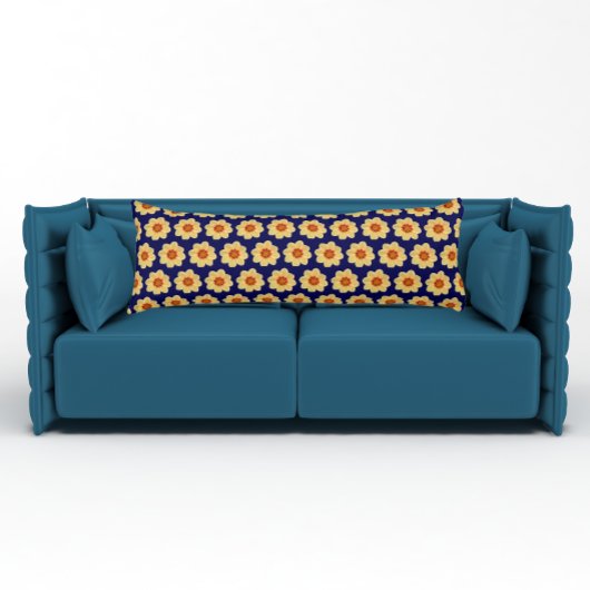 Yellow Dahlia Floral Pattern op Blue Lichaamskussen
