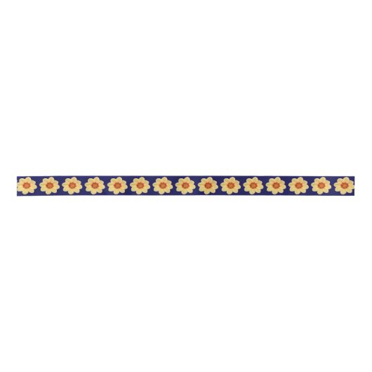 Yellow Dahlia Floral Pattern op Blue Lint (Voorkant)