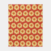 Yellow Dahlia Floral Pattern op Red Fleece Deken (Voorkant)