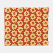 Yellow Dahlia Floral Pattern op Red Fleece Deken (Voorkant (Horizontaal))