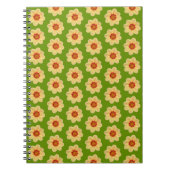 Yellow Dahlia Floral Pattern over Green Notitieboek (Voorkant)