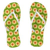 Yellow Dahlia Floral Pattern over Green Teenslippers (Voetbed)