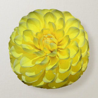 Yellow Dahlia Flower Round Accent Sierkussen Rond Kussen