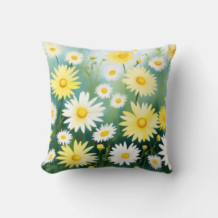 Yellow Daisies Meadow Waterverf Kussen