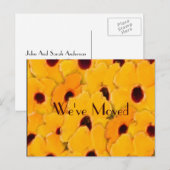 Yellow Daisies New Address Floral Aankondigingskaart (Voorkant / Achterkant)