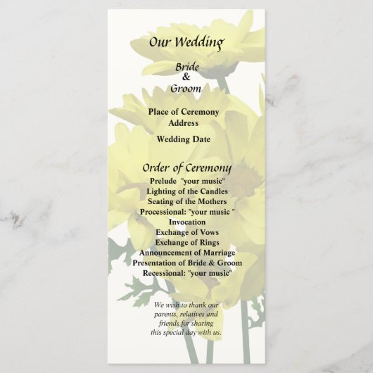 Yellow Daisies Programma (Voorkant)
