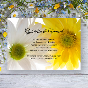 Yellow Daisies Wedding Save the Date Notice Kaart