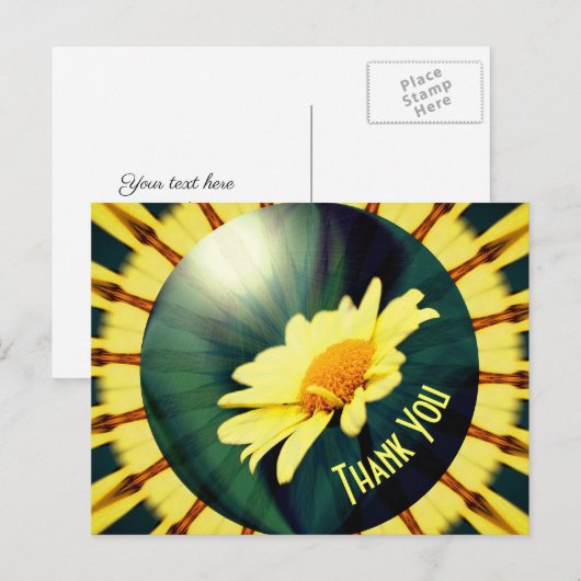 Yellow Daisy Abstract Floral Dank u Briefkaart (Voorkant / Achterkant)